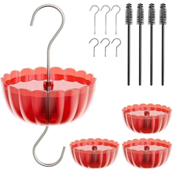 Ant Moat 4-Pack 7 Oz – Vintage Style Red Guard & Stopper for Hummingbird Feeders