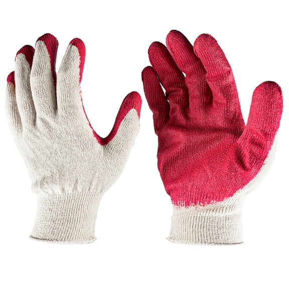 Bamboogro Red Palm Latex Dipped Work Gloves - Nitrile Coated, Cotton Shell - 100 Pairs, M, Red