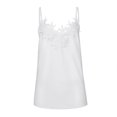 thumbnail image 4 of Pntutb Womens Fashion Casual Summer Sling Solid Color Sleeveless Lace V-Neck Top White S, 4 of 6