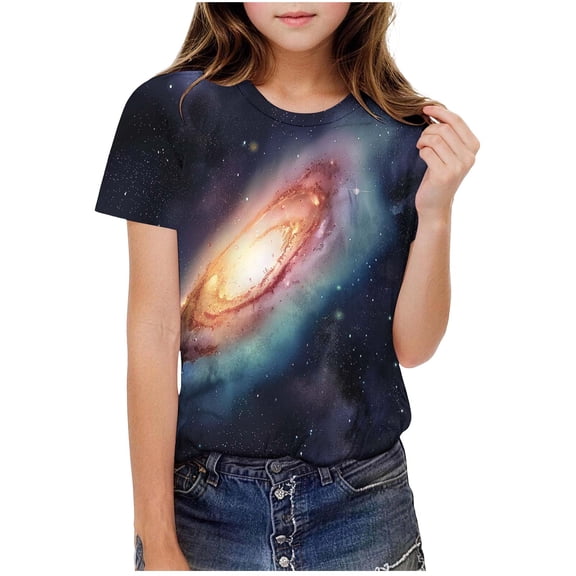 WRKEKC Boys T-Shirts Short Sleeve Round Neck Star Print Casual Summer Daily Soft Lightweight Tee 3-14 Years