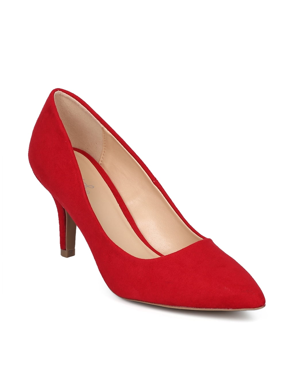 Alrisco - New Women Qupid Portia-01 Faux Suede Pointy Toe Kitten Heel ...