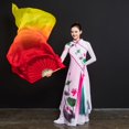 thumbnail image 4 of Douxi Silk Belly Dance Double Fan Colorido Largo Ventilador De Seda Extendido Baile En La Biblioteca, 4 of 4