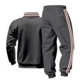thumbnail image 6 of Men's Casual Heavy-duty Fleece Loose Stand-up Collar Sweatshirt and Pants Set, Color-matched for Workwear Winter Sports and Outdoor Adventures,Dark Gray,XL, 6 of 9