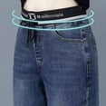 thumbnail image 4 of Bmisegm Women's High Rise Fleece Lined Straight Jeans, Dark Blue, Size 32, 4 of 7
