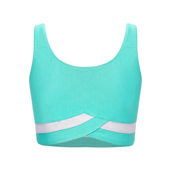 Yanarno Kids Girls Cami Crop Top Sleeveless Training Bra Sports Vest Sportswear Underwear Blue Green 14