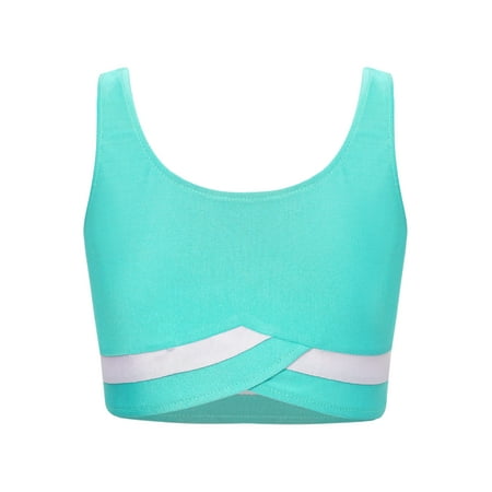 Runhomal Kids Girls Sports Training Bra Workout Yoga Vest Sleeveless Tank Tops Sportswear Dance Blue Green 14