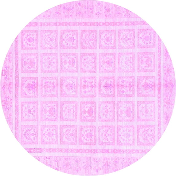 Ahgly Company Indoor Round Abstract Purple Modern Area Rugs, 4' Round