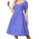 thumbnail image 1 of Vestido de manga corta con patrón de llave griega vestidos de verano para mujer vestido de verano para mujer 2025, 1 of 6