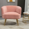 thumbnail image 1 of Velvet Accent Chair, Modern Upholstered Tufted Armchair Lounge Chair with Curved Backrest and Golden Metal Legs, Mid-Century Single Sofa Chair Leisure Chair, Comfy Barrel Chair for Living Room, Pink, 1 of 7