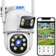 thumbnail image 1 of 2nlf® 8mp Cámara Vigilancia Exterior Doble Lente Y Pantalla Color Blanco, 1 of 8