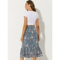 thumbnail image 4 of DARING DIVA Women's Tiered Ruffle Hem Midi Skirt XS Dusty Blue-Floral, 4 of 6