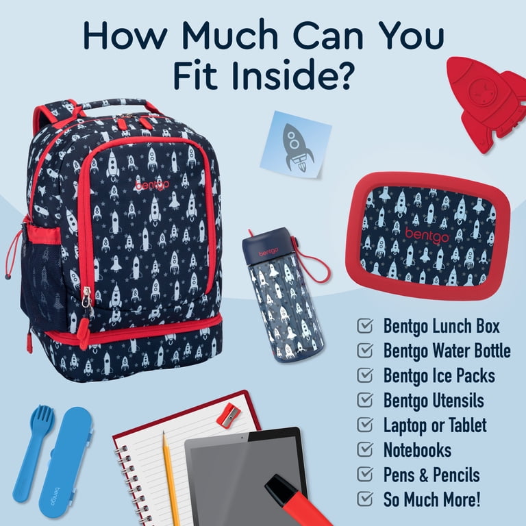 Bentgo Kids Prints 2-in-1 Backpack & Lunch Bag - Blue Rocket