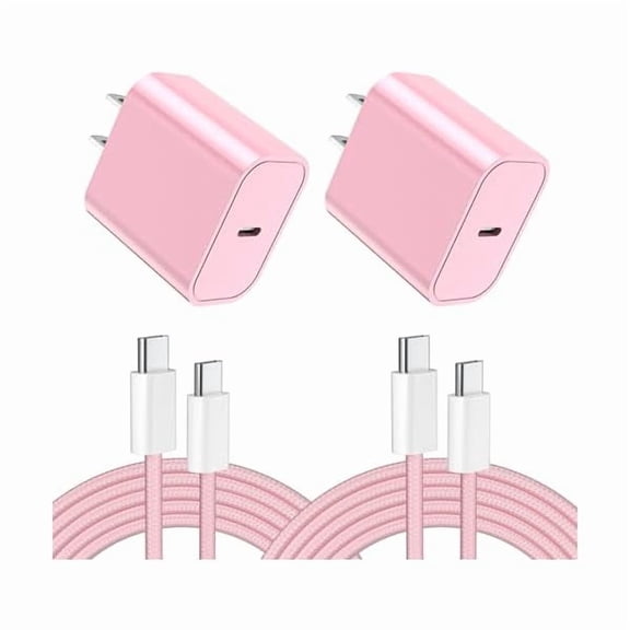 Eryueer 2-Pack 25W Phone 17 16 15 Fast Charger and Cable, USB C Wall Charger Block with 60W 6FT Cable for Phone 17/17 Pro/17 Pro Max/Air/16 15 Pro Max Plus, iPad Pro, Samsung Plug and Charging Cord