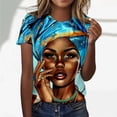 thumbnail image 2 of TSADFHJI Chemises de Noël Femmes Mode Décontractée Célébration Femmes Noir Liberté Col Rond Manches Courtes T-Shirt L Bleu, 2 of 5