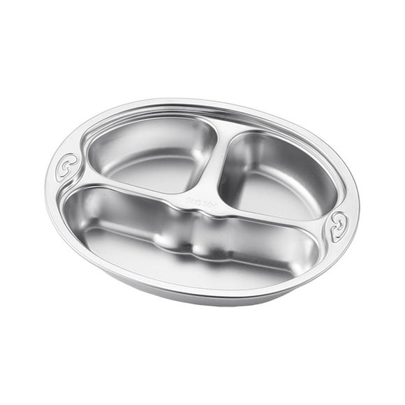 Plato dividido de acero inoxidable Bandeja dividida para niños Plato para la cena Bebés Niños pequeños y niños Comida Forma bonita Dieta T