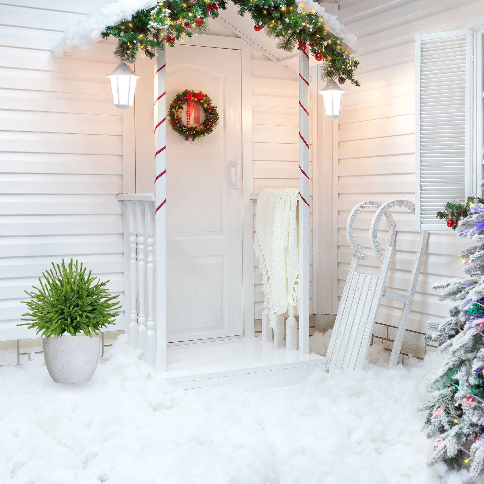24" Artificial Cedar Topiary Ball Trees with Ground Spike, UV Resistant Fake Bushes, Christtmas Faux Cypress Fake Plants Faux Shrubs for Outdoor Indoor Front Porch Garden Decor, 2PCS