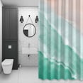 thumbnail image 3 of Teal Green Shower Curtain for Bathroom, Gradient Sea Waves Sandy Beach Coastal Scenery Waterproof Cloth Fabric Bathroom Accessories Set with 12 Rust Proof Plastic Hooks, 36"x78", 3 of 9
