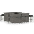 thumbnail image 1 of vidaXL 16 Piece Garden Bar Set with Cushions Poly Rattan Grey, 1 of 5