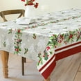 thumbnail image 3 of Christmas Red Poinsettia Flower Tablecloth, Merry Christmas Table Cloth Waterproof, Winter Christmas Xmas Kitchen Table Decor for Dining Holiday Party 60x84 Inch Rectangle, 3 of 6