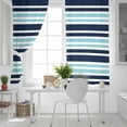 thumbnail image 5 of Fsddascl Navy Blue Turquoise Striped Blackout Curtains for Bedroom/Living Room, Thermal Insulated Kitchen Curtains, Gradient Horizontal Lines Grommet Darkening Window Treatment Drapes 52"x72"x2, 5 of 6