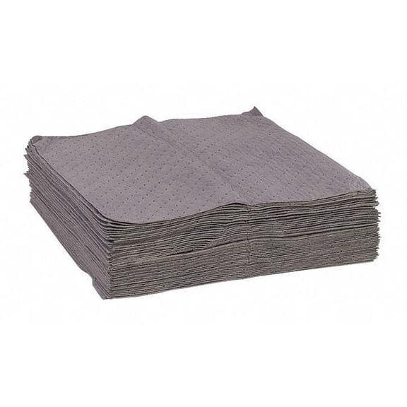 Spilltech Sorbent Pad, 45 gal, 30 in x 30 in, Universal, Gray, 50 PK GPKB50H