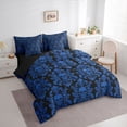 thumbnail image 2 of Homewish Sugar Skull 7-Piece Twin Bedding For Adults Teens,Blue Damask Bedding Comforter Set,Halloween Bed Set,Black Reversible, 2 of 8