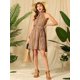 thumbnail image 3 of Vestido Sin Mangas De Rayas Con Cinturón Informal Con Cuello Halter Para Mujer Marrón M Allegra K, 3 of 6