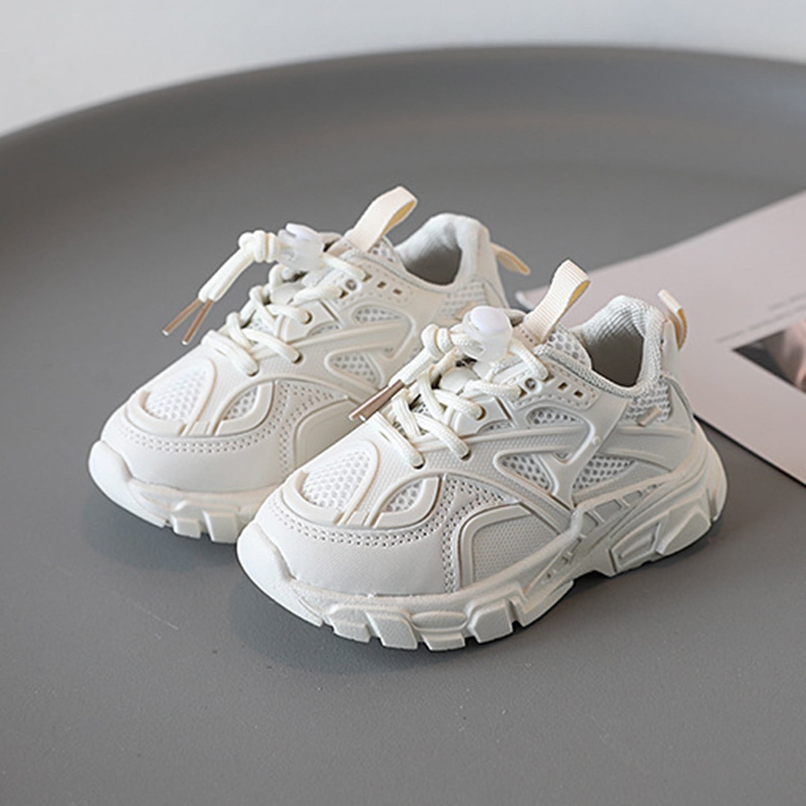 ASFGIMUJ Kids Shoes Girls Size 3 Years-3.5 Years Running Double Mesh Breathable White Casual Spring Autumn Sneakers For Girls