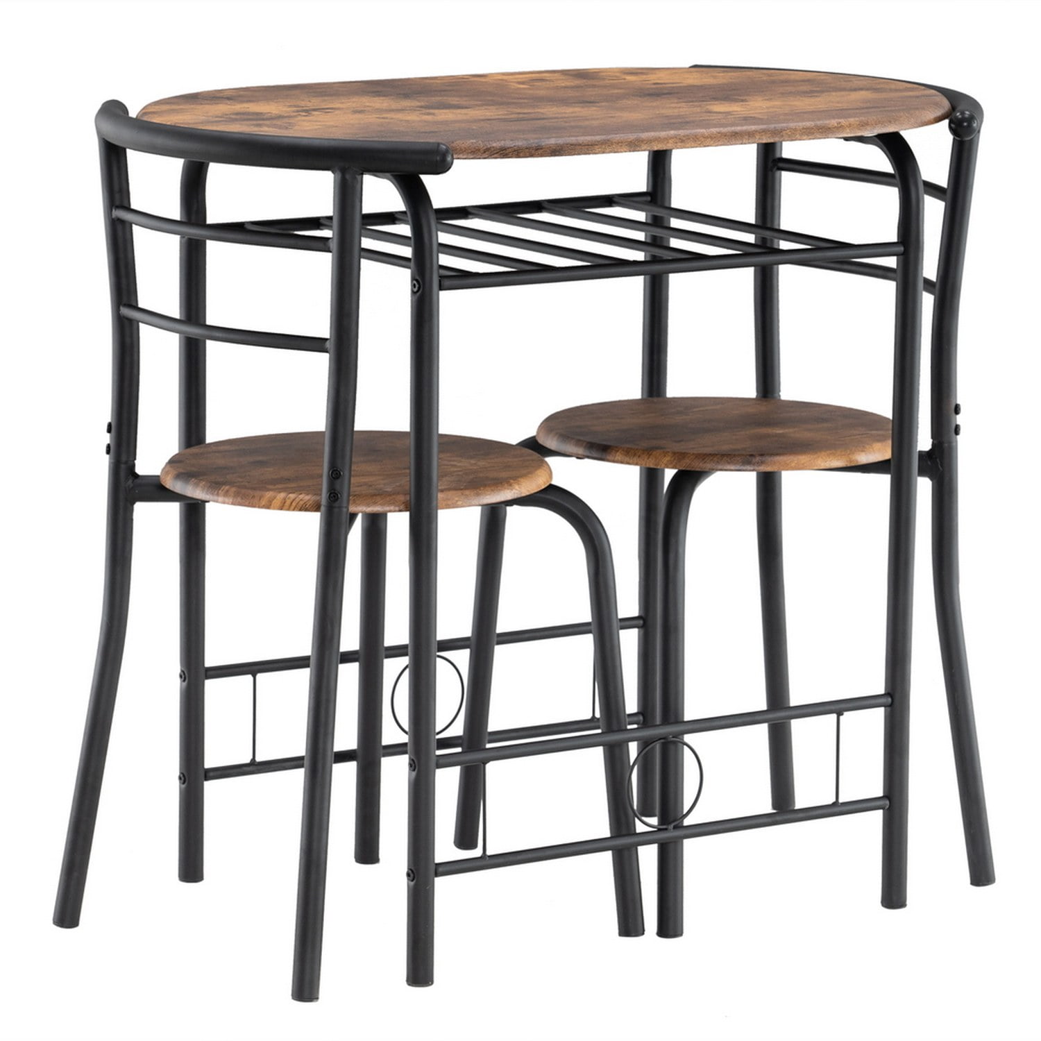 Fire Wood Black 3-Piece Breakfast Table Set with Two Chairs, 31 x 20.75 x 29.5 in