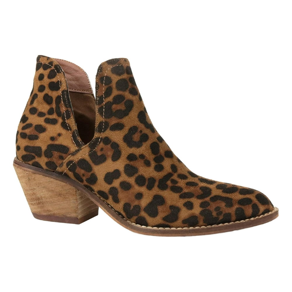 leopard print low heel booties