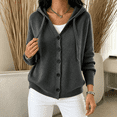 thumbnail image 5 of Sorvello Women's Hooded Knit Cardigan Sweater Button Down V Neck Drawstring Hood Solid Color Warm Fall Winter Outerwear Coat for Women Gray XXL, 5 of 7