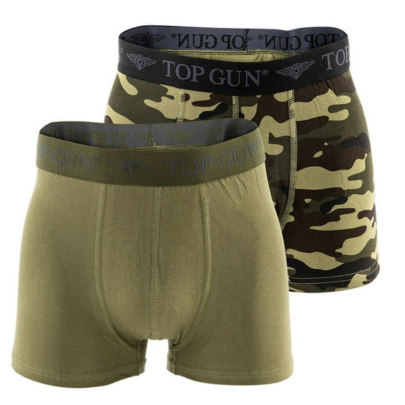 TOP GUN Men's Boxer Shorts - Ropa interior, Calzoncillos de algodón elástico, Paquete de 2 Verde S (Small)