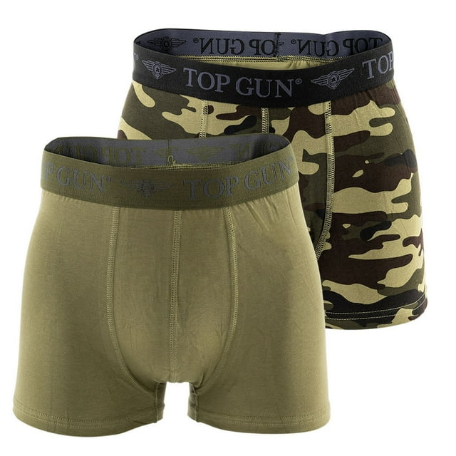 TOP GUN Men's Boxer Shorts - Ropa interior, Calzoncillos de algodón elástico, Paquete de 2 Verde S (Small)