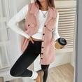 thumbnail image 3 of ZOELNIC Women's Long Fleece Vest Sleeveless Sherpa Jacket with Buttons Winter Warm Outerwear, M, 3 of 6