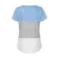 thumbnail image 4 of SHOPESSA Womens Tops Summer Rounk Neck Triple Color Block Stripe T-Shirt Short Sleeve Blouse T-Shirt Causal Printing Soft Tops, 4 of 4