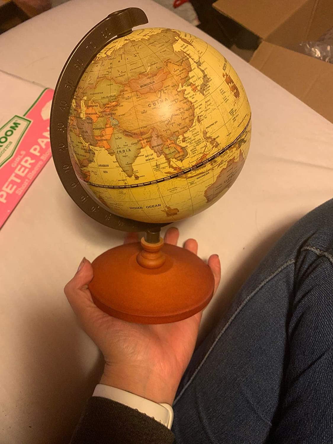 5" BROWN Vintage World Globe Antique Decorative Desktop Globe Rotate Geography 