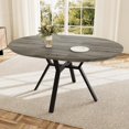 thumbnail image 1 of 43.3"-59.1" Extendable Round Dining Table for 4-6 People, Modern Kitchen Oval Dining Table with Flexible Leaves Space Saving, Metal Base for Kitchen Dining Room (Grey), 1 of 13