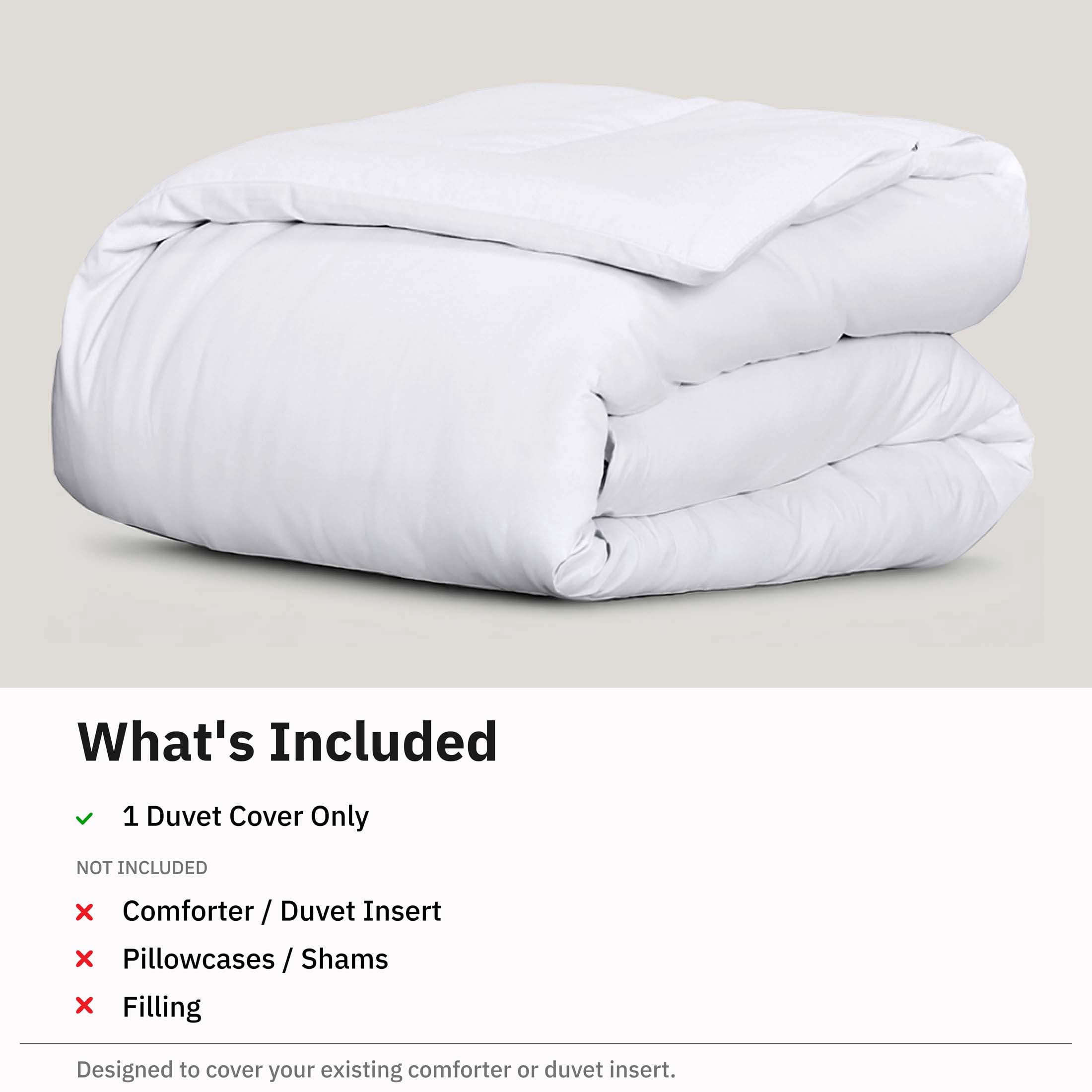 California Design Den White Duvet Cover King - 400 Thread Count 100% Cotton, Quality Comforter Cover, Soft Sateen, Bright White