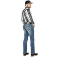 thumbnail image 3 of Men's Premium Embroidered Bootcut Denim Jeans 'Centenario' Medium Blue 44971, 3 of 5