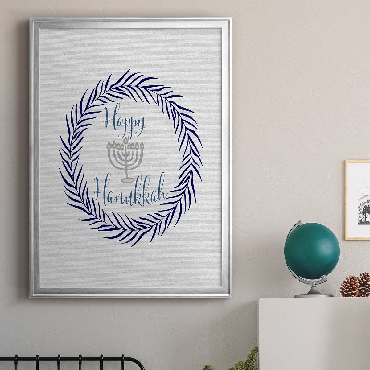 Hanukkah Wreath Premium Framed Print - Ready to Hang