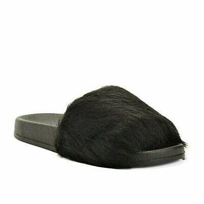 

French Connection Women s Faux Fur Cozy Slip-on Slides Sandals