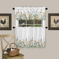 thumbnail image 3 of 3 Piece Kitchen Curtains Tiers and Valances Set, Flower Leaves Spring Watercolor Floral Vintage Botanical Short Rod Pocket Window Curtain for Bedroom, Bathroom, 3 of 6