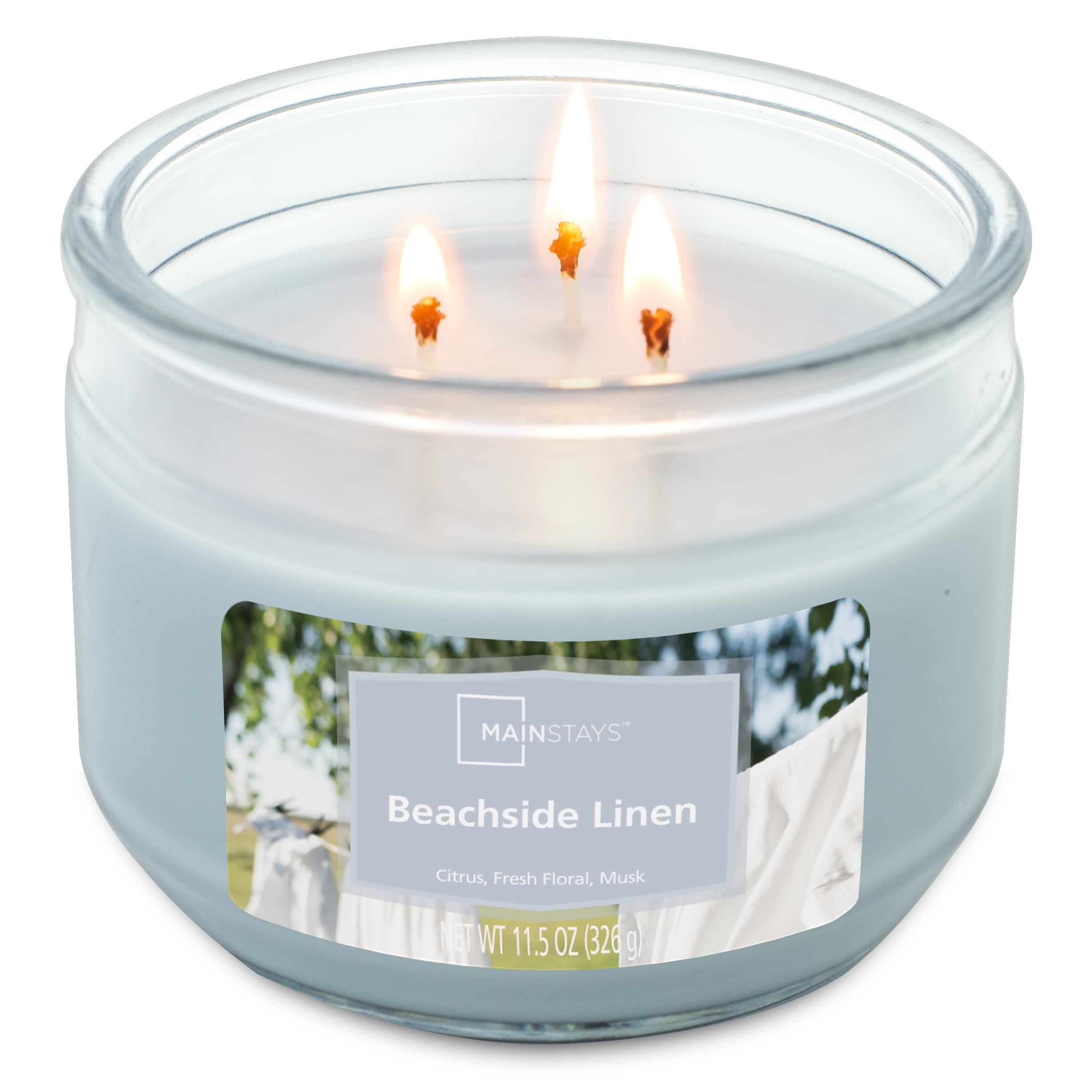 Mainstays Beachside Linen Scented 3 Wick Candle, 11.5 oz.