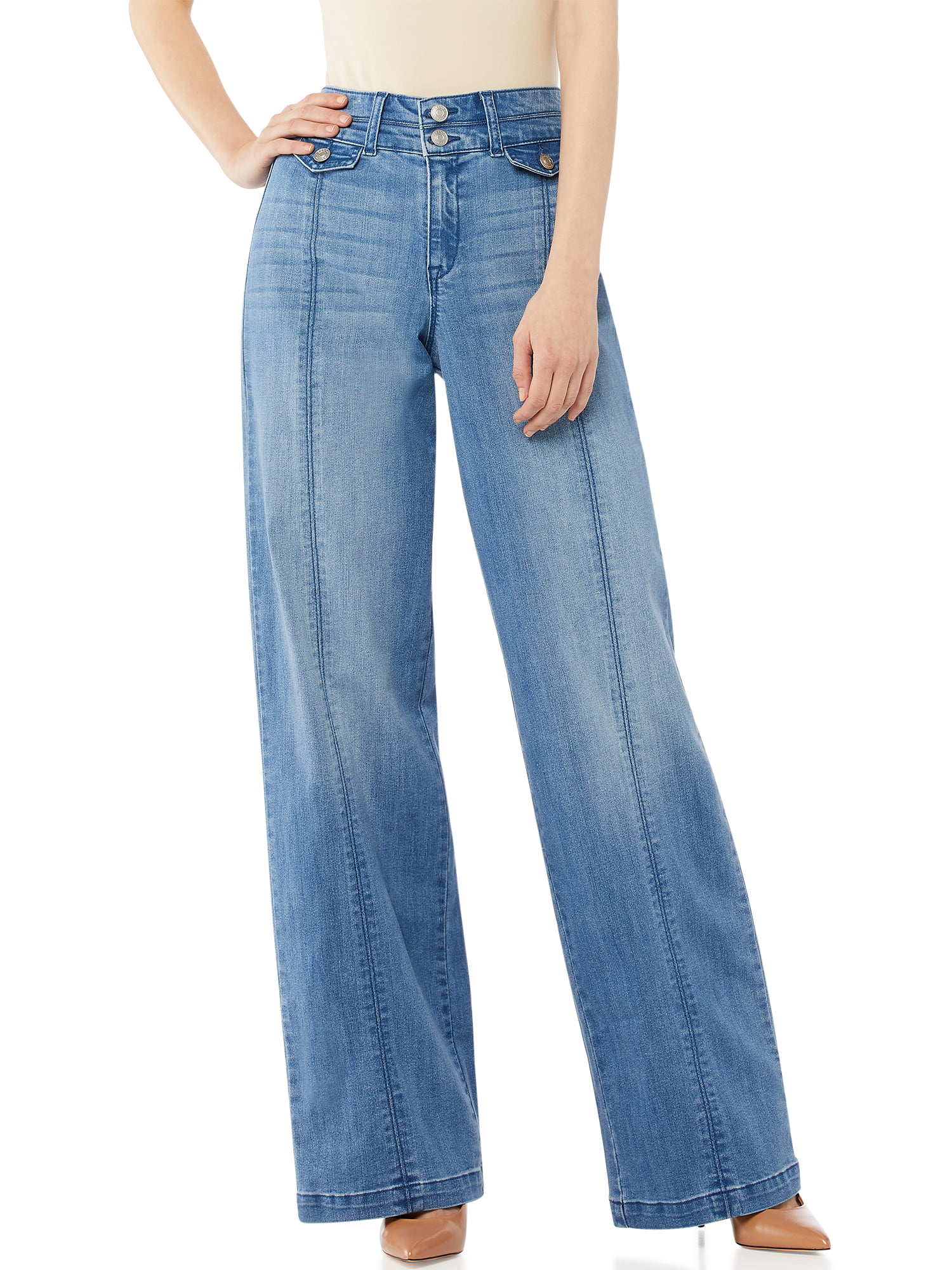 Scoop Women’s High Rise Wide Leg Jeans - Walmart.com