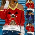 thumbnail image 5 of Tops para mujer, camisas con cuello en V para mujer, camisetas casuales de manga larga con estampado floral, blusas, túnicas sueltas, camisetas Pompotops  gfhjh11727, 5 of 5