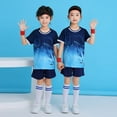 thumbnail image 5 of Gyexs Boys Summer Outfits Size 6-8 Kid Athletic Short Set Casual Crewneck T-Shirt Gym Shorts 2 Piece Outfits Sport Basketball Clothes(Sportswear, Blue, 18-24 Months), 5 of 5