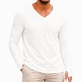thumbnail image 2 of XuJwPNcy Men's T Shirts Long Sleeve Tops with Thumbhole Soft Casual V Neck Basic Tee(White,X-Large), 2 of 7