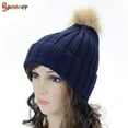 thumbnail image 3 of Spencer Kids Bady Braided Pom Pom Knit Beanie Hat Knit Ski Ball Cap Crochet Winter Warm Hat, 3 of 5
