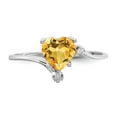 thumbnail image 5 of Solid 14k White Gold Citrine Yellow November Gemstone Diamond Engagement Ring Size 9 (.016 cttw.), 5 of 6