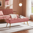 thumbnail image 3 of Alden Design Modern Ottoman Velvet Footstool Bench for Bedroom, Pink, 3 of 10
